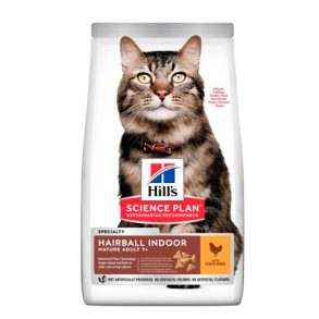 HILL'S Hairball Indoor Mature Adult Kattefoder med Kylling - 1,5 eller 2,5 kg