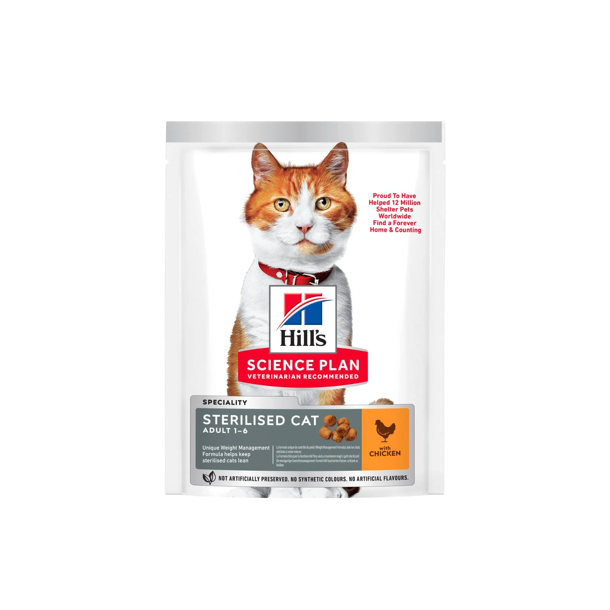 HILL'S Sterilised Cat ADULT Kattefoder med Kylling - 1,5 kg, 3 kg, 7 kg, 10 kg eller 15 kg