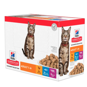 HILL'S Adult kattefoder med kylling, oksekd og havfisk - 12 x 85 g vdfoder