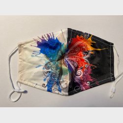 Bld lkker stof ansigtsmaske - 2-lags, med lomme til filter og i festlige farver.